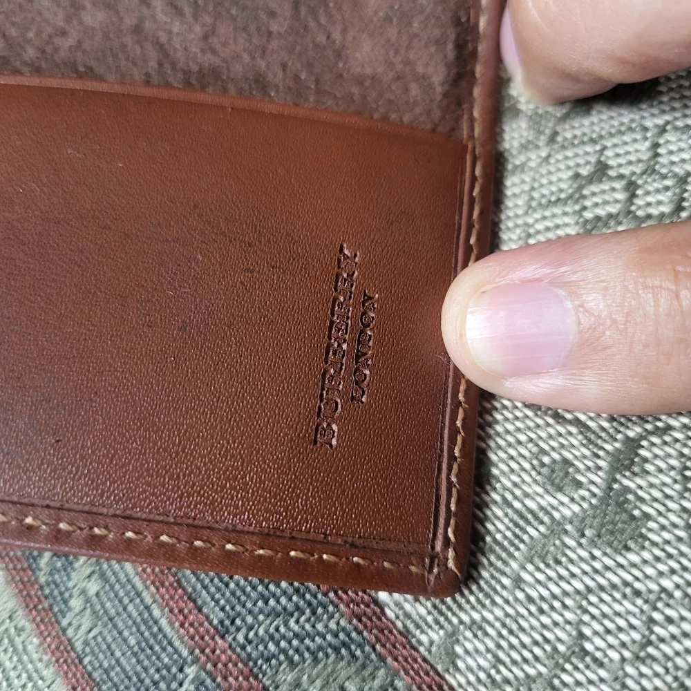 Burberry Brown and Cream Key Card Holder with Classic Check Pattern